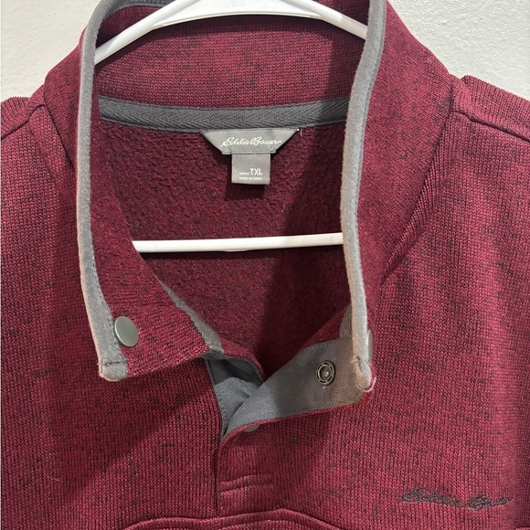 NWOT Eddie Bauer Men's Radiator Fleece Snap-Front Pullover Burgundy TXL - Picture 9 of 9